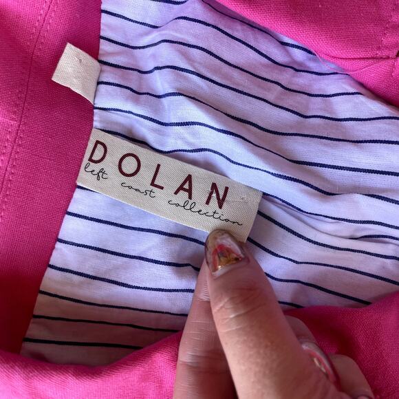 Dolan Left Coast Women's Pink Linen Blend Moto Jacket - Size L - Picture 5 of 8